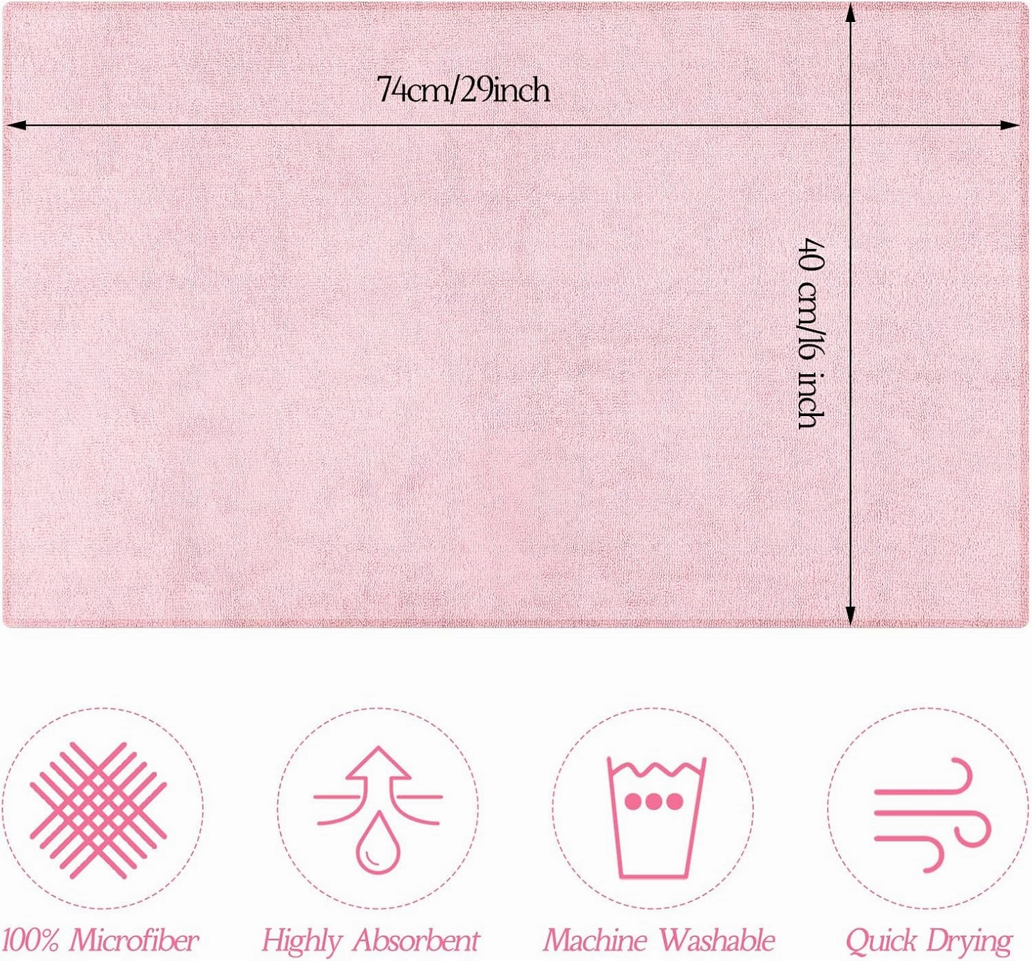 Shimeyao 40 Pack Bleach Proof Towels Microfiber Absorbent Resistant Hair Hand Towels Bulk Quick Dry 16 x 29 Inches for Barber Gym Bath Spa Shaving (Light Pink)
