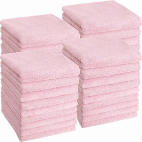 Shimeyao 40 Pack Bleach Proof Towels Microfiber Absorbent Resistant Hair Hand Towels Bulk Quick Dry 16 x 29 Inches for Barber Gym Bath Spa Shaving (Light Pink)