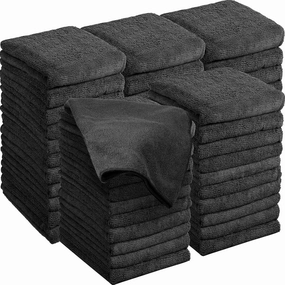 Shimeyao 48 Pack Bleach Proof Towels Microfiber Absorbent Hair Towels Bulk Bleach Salon Hand Drying Cloth for Gym, Bath, Spa, Shaving, Shampoo, Home,16 x 26 Inches(Black)