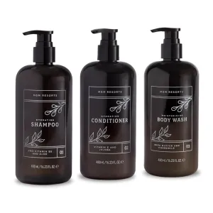 Shower Set - Hydrating Shampoo, Conditioner, & Body Wash - Pro-Vitamin B5 & Aloe - Scent of Fig, Cranberry & Bergamot - Hotel Shower Amenities - 1 of Each - 16.23 oz Bottles