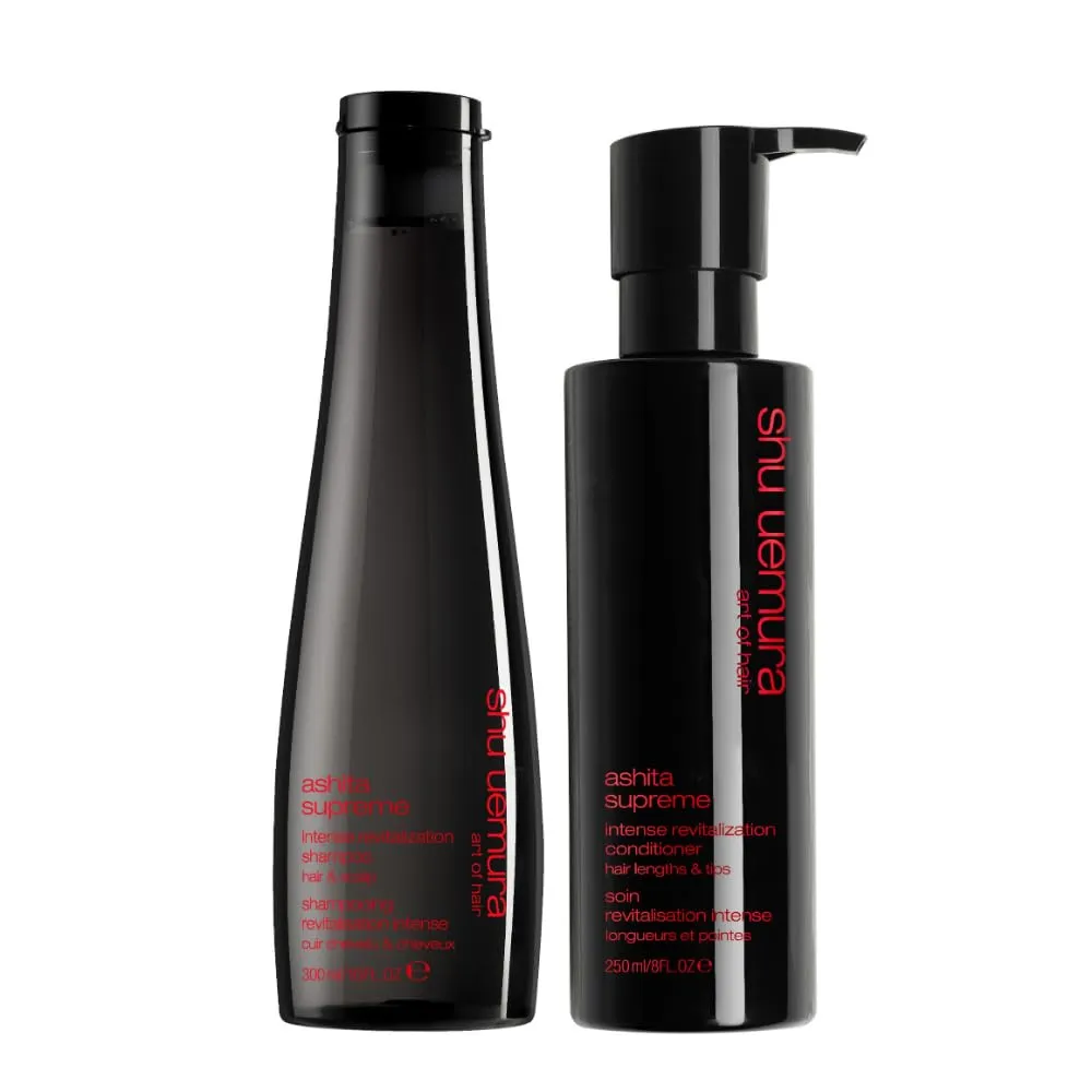 Shu Uemura Ashita Supreme Strengthening Shampoo & Conditioner Set For Damaged Hair - Prevents Breakage and Enhances Shine, Gently Cleanses to Remove Product Buildup
