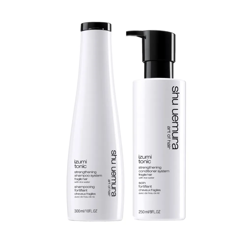 Shu Uemura Izumi Tonic Strengthening & Thickening Rice Water Shampoo & Conditioner Set - Hydrates and Repairs Damaged Hair, Smooths and Adds Shine For All Fragile Hair Types, With Japanese Rice Water