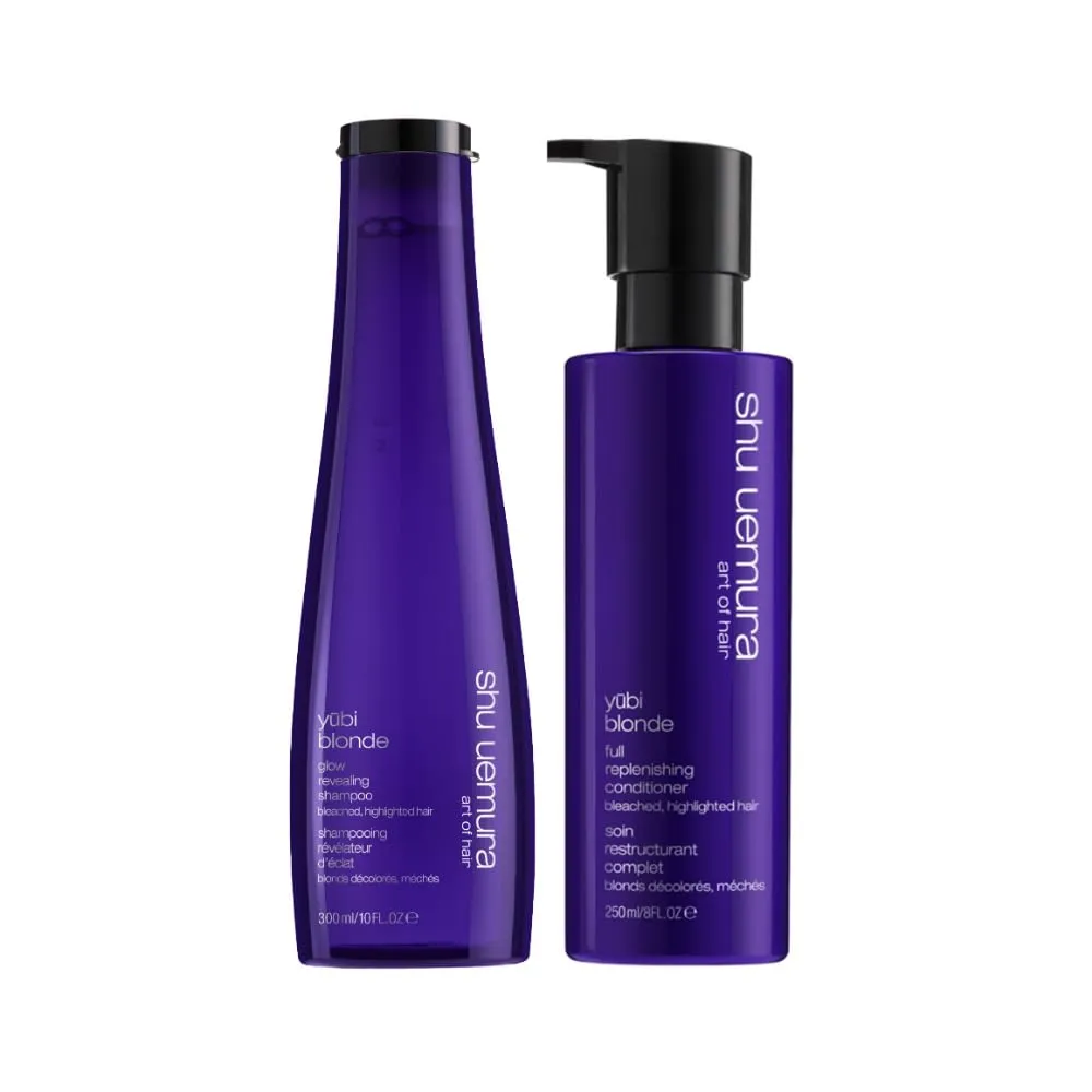 Shu Uemura Yubi Blonde Hair Glow Nourishing Shampoo & Conditioner Set - Prevents Breakage and Split Ends, Nourishes and Adds Shine, Color Safe