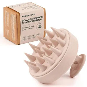 Silicone Scalp Scrubber for Dandruff – Serum, Balm, & Hair Oil Applicator – Scalp Massager Hair Growth for Men, Women – Shampoo Massager Brush or Head Scratcher – Alternative to Shower Comb – Beige