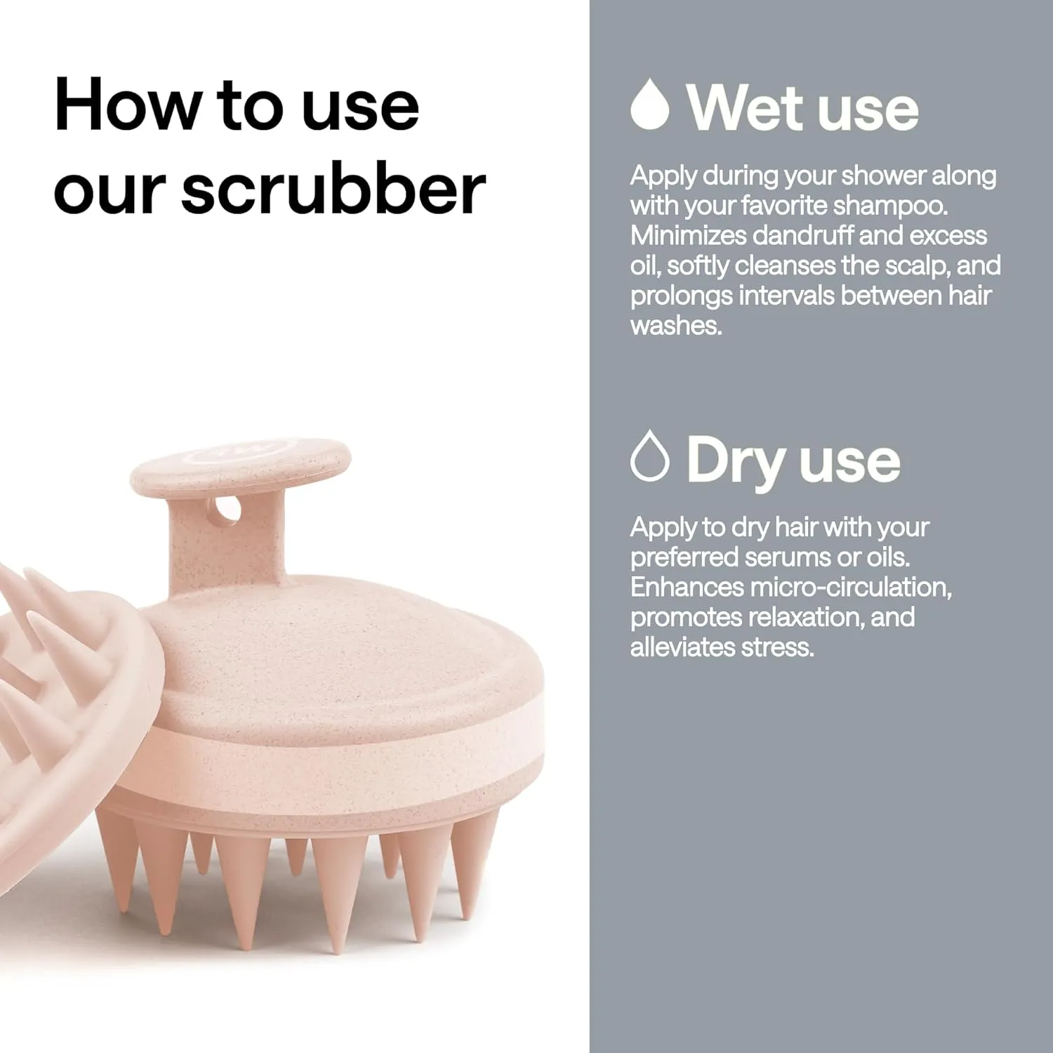 Silicone Scalp Scrubber for Dandruff – Serum, Balm, & Hair Oil Applicator – Scalp Massager Hair Growth for Men, Women – Shampoo Massager Brush or Head Scratcher – Alternative to Shower Comb – Beige