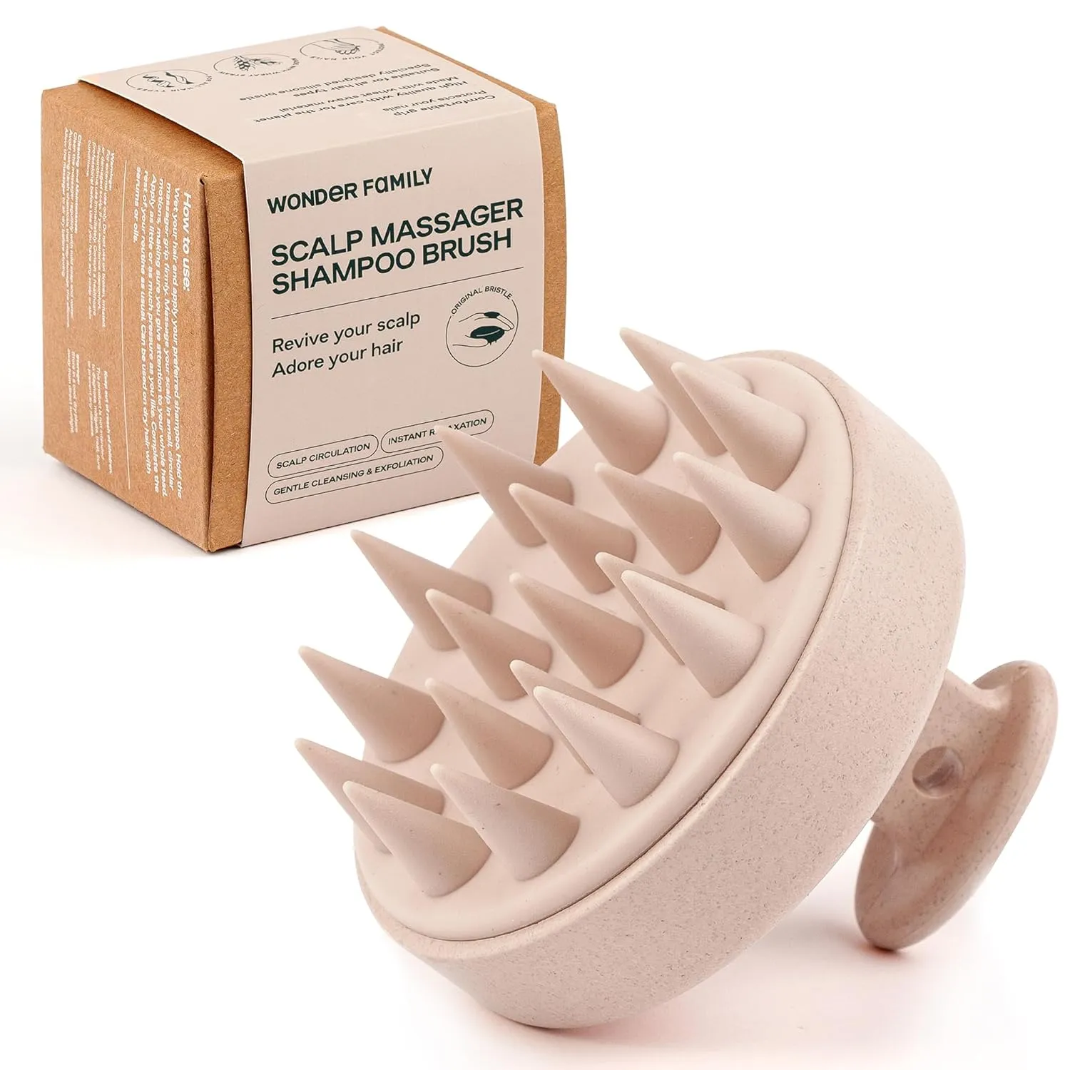 Silicone Scalp Scrubber for Dandruff – Serum, Balm, & Hair Oil Applicator – Scalp Massager Hair Growth for Men, Women – Shampoo Massager Brush or Head Scratcher – Alternative to Shower Comb – Beige