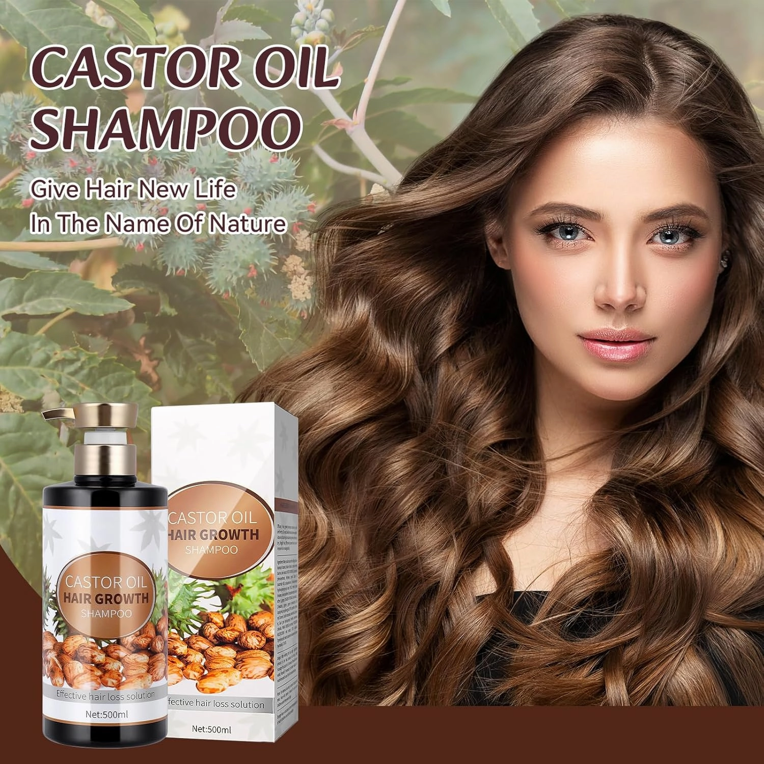 Silvercell Castor Oil for Hair Growth Shampoo, Prevents Hair Loss Shampoo Strengthens Hair Roots, Hair Care Shampoo Nourishes Dry Hair, Hair Thickening Shampoo for Women & Men,16.91 fl.oz, Beige