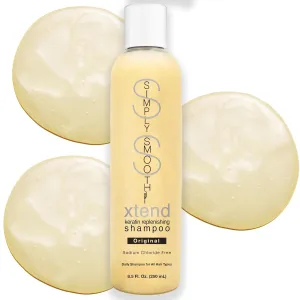 SIMPLY SMOOTH Xtend Keratin Replenishing Shampoo | Sulfate-Free Smoothing & Softening Cleanser | Restore & Strengthen Damaged Hair | Color Safe, pH Balanced, Salon Formula | 8.5 oz