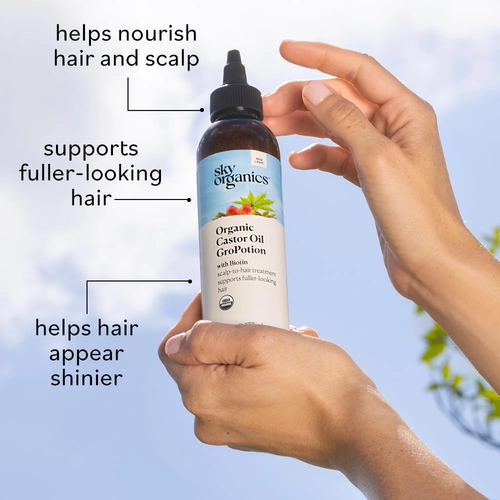 Sky Organics Organic GroPotion for Hair USDA Certified Organic to Strengthen, Lengthen & Condition, 6 fl. Oz with Ebook