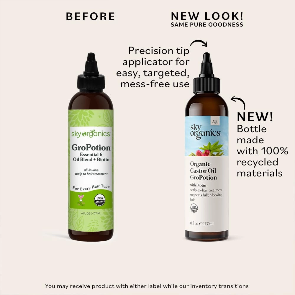 Sky Organics Organic GroPotion for Hair USDA Certified Organic to Strengthen, Lengthen & Condition, 6 fl. Oz with Ebook