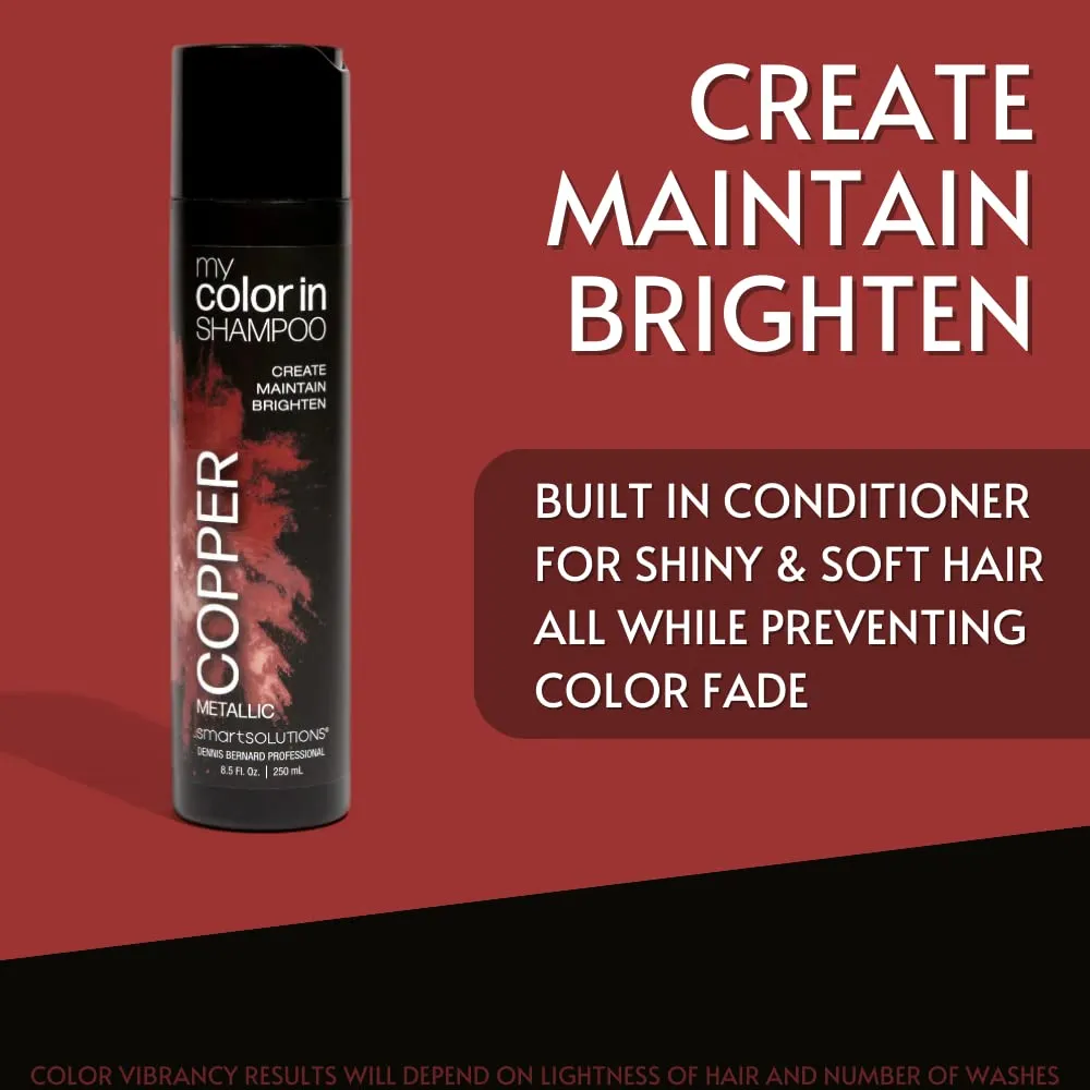 SMART SOLUTIONS MyColorIn Color Depositing Shampoo (Metallic Copper) - Sulfate & Paraben Free Hair Dye | Made in USA (8 Colors)
