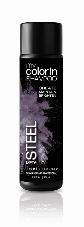 SMART SOLUTIONS MyColorIn Color Depositing Shampoo (Metallic Steel) - Sulfate & Paraben Free Hair Dye | Made in USA (8 Colors)