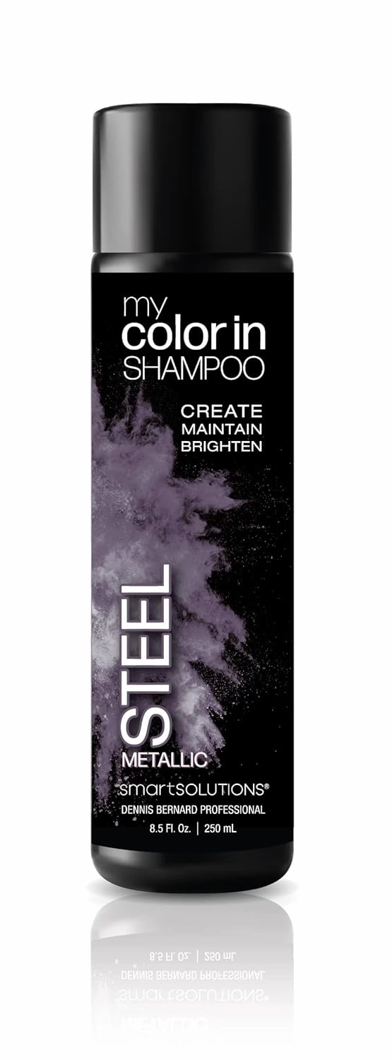 SMART SOLUTIONS MyColorIn Color Depositing Shampoo (Metallic Steel) - Sulfate & Paraben Free Hair Dye | Made in USA (8 Colors)