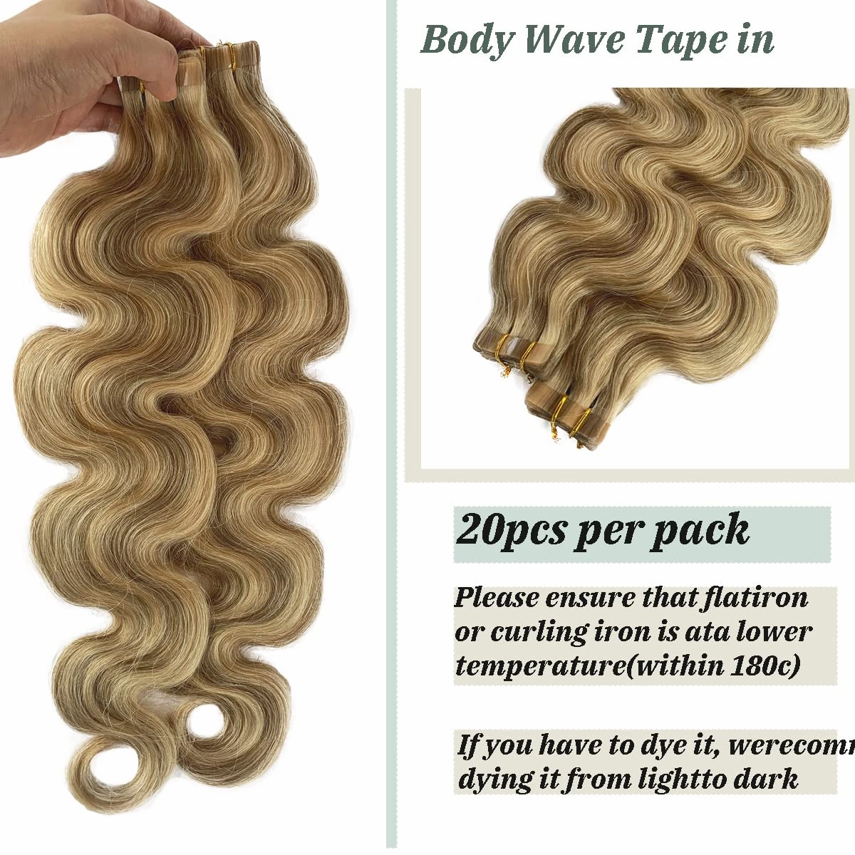 Smavida Tape in Hair Extensions 22" #18 Ash Blonde to #613 Blonde Highlights Balayage Remy Human Hair 60g 20Pcs/Pack Body Wavy Seamless Skin Weft Glue in Extensions…