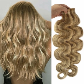 Smavida Tape in Hair Extensions 22" #18 Ash Blonde to #613 Blonde Highlights Balayage Remy Human Hair 60g 20Pcs/Pack Body Wavy Seamless Skin Weft Glue in Extensions…