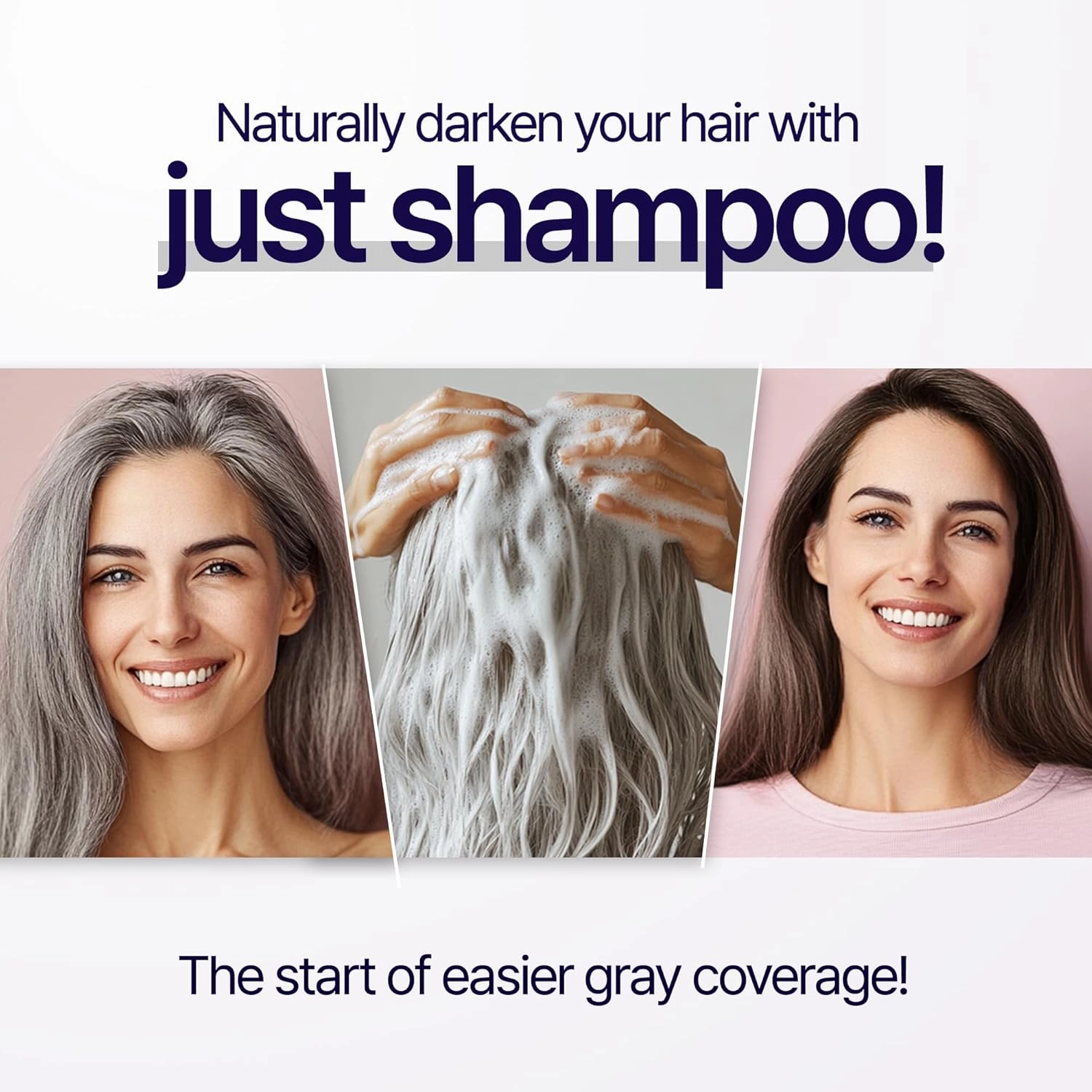 SMIB LactoBio Color Change Shampoo | Natural-Looking Gray Coverage | Hair Strengthening & Scalp Care | Probiotics & Plant Proteins | 6.76 fl oz - Black