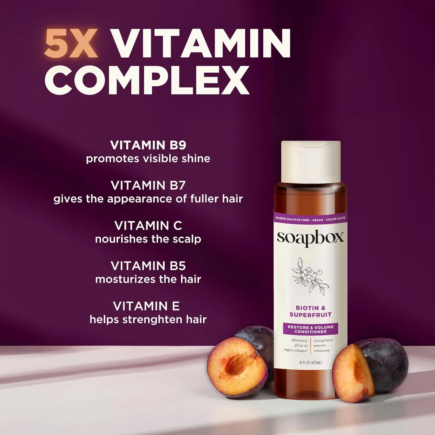 Soapbox Biotin & Superfruit Shampoo & Conditioner Set with Vegan Collagen, Aloe and Shea Butter, Pack of 2 Harsh Sulfate Free, Paraben & Silicone Free, 16 Ounces Each