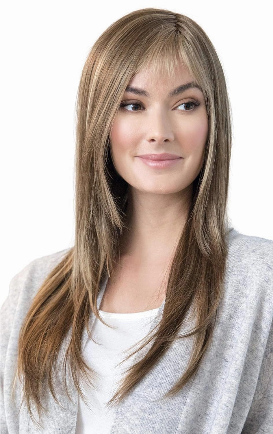 STEVIE Double Mono Synthetic Wig by Amore, 5PC Bundle: Wig, 4oz Mara Ray Enriched Shampoo, Conditioner, Wide Tooth Comb, and 19 Page Belle of Hope Guide (Cappucino)