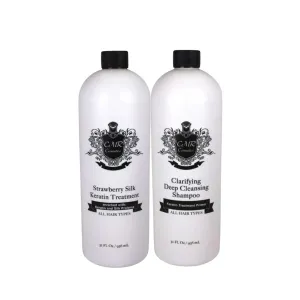 Strawberry Silk Keratin Hair Care and Deep Cleansing Shampoo Set - Nourishing Frizz Control for Shine, Hair Smoothing Kit - Suitable for All Hair Types - Salon-Quality Care for Strong