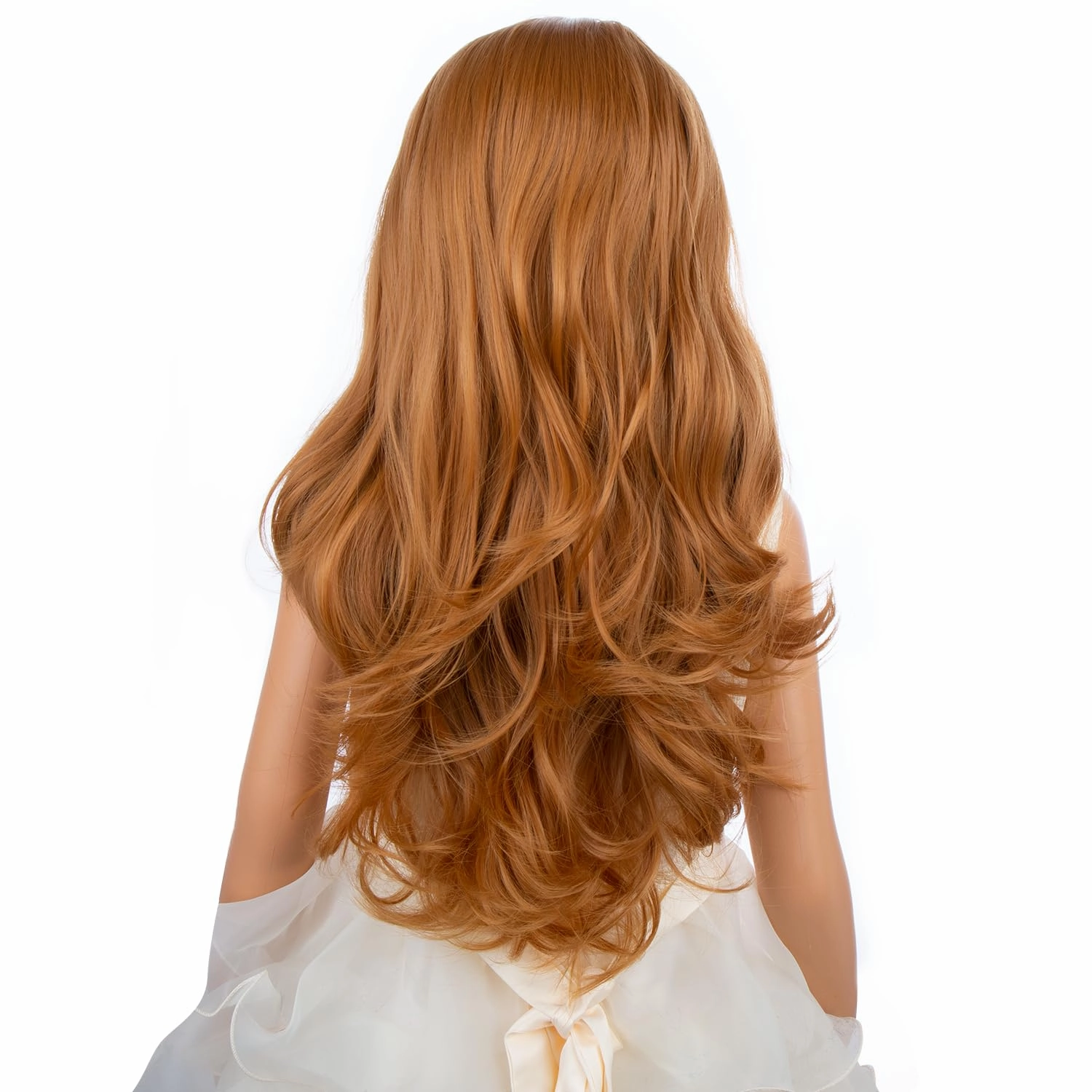 Strawberry Blonde Wig for Girls Kids Long Blonde Wavy Curly Wig Children Middle Part Wigs Synthetic Costume Halloween Cosplay Wigs