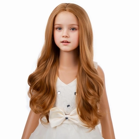 Strawberry Blonde Wig for Girls Kids Long Blonde Wavy Curly Wig Children Middle Part Wigs Synthetic Costume Halloween Cosplay Wigs
