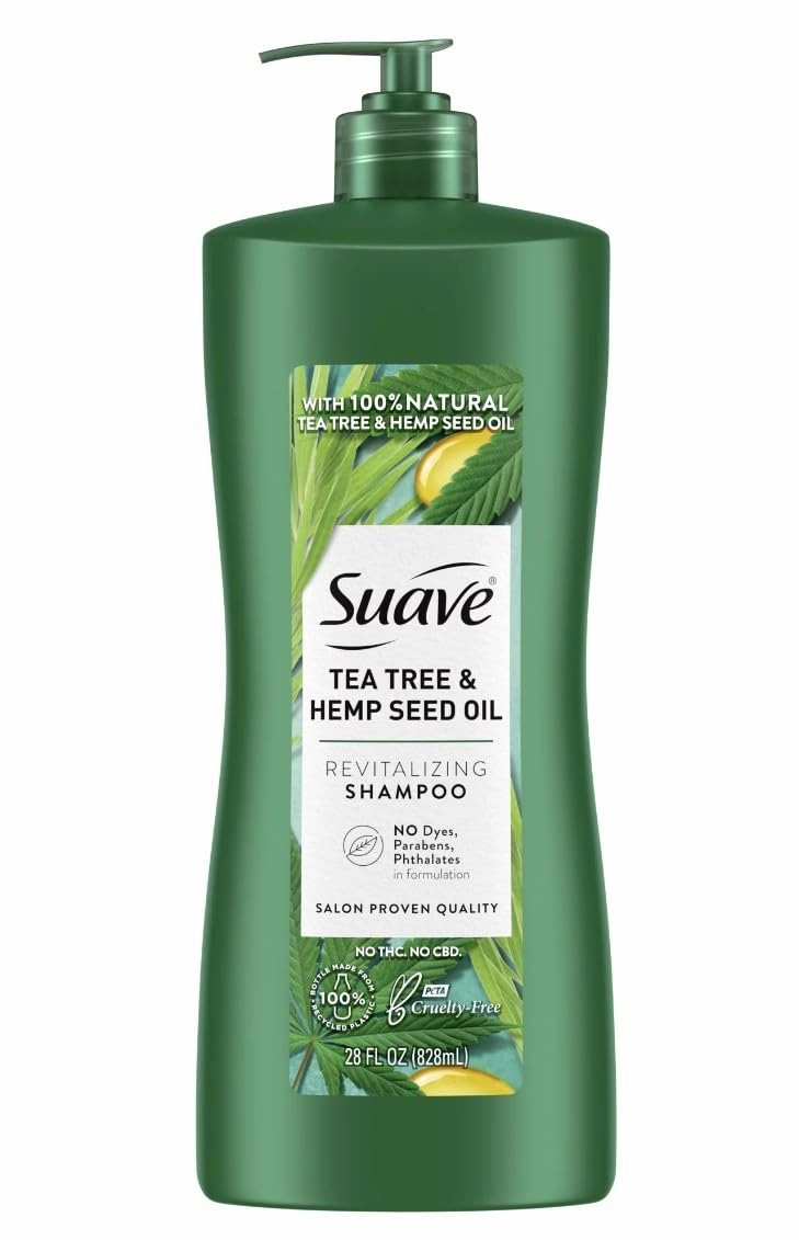 Suave Shampoo Tea Tree & Hemp Seed Oil, Salon Proven Quality 28 Fl Oz (Pack of 1)