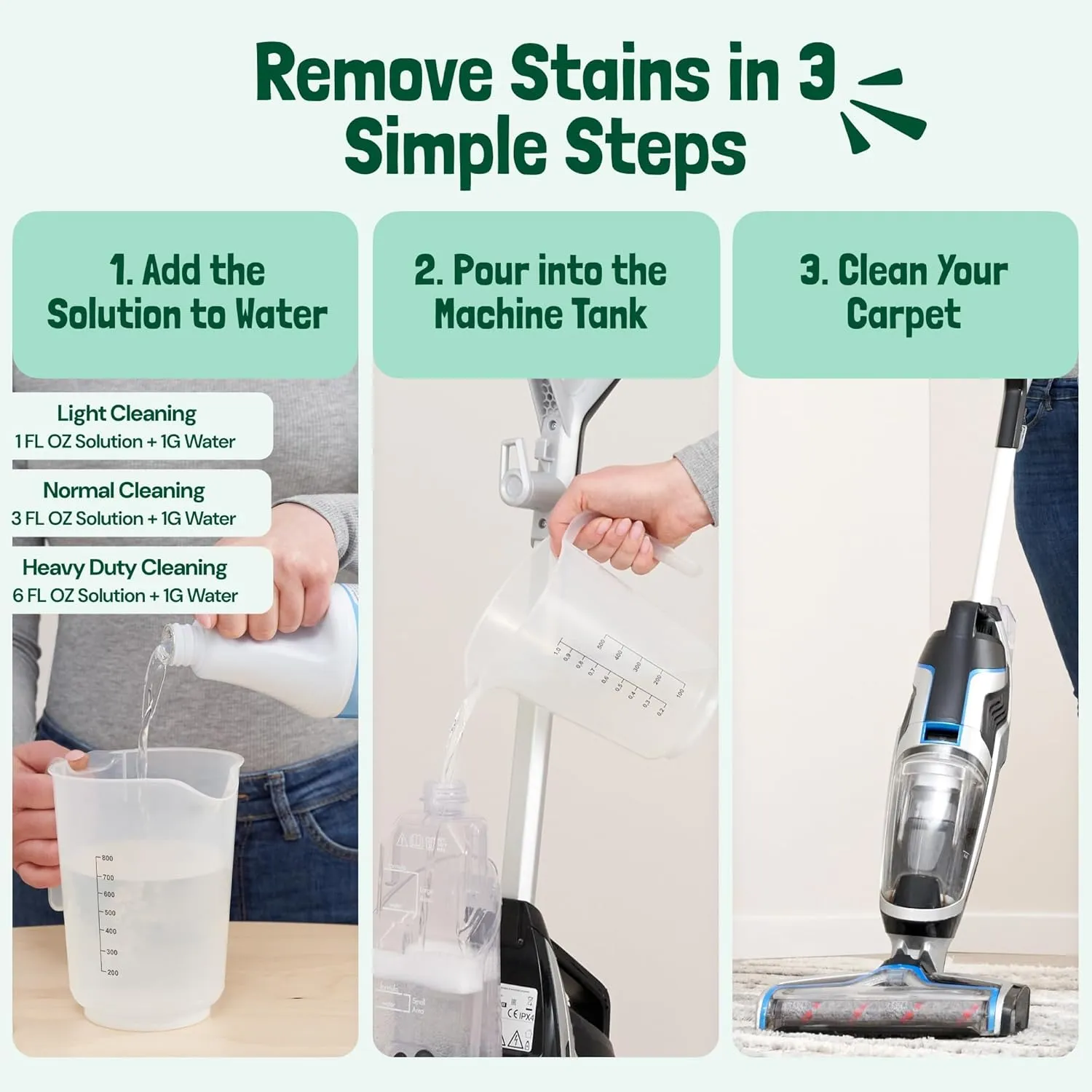 Sunny & Honey Carpet Miracle - Carpet Cleaner Shampoo - Deep Stain Remover & Odor-Deodorizing Formula - Rug Shampoo & Upholstery Cleaner Solution (32 Fl Oz, Spring Mint Scent)