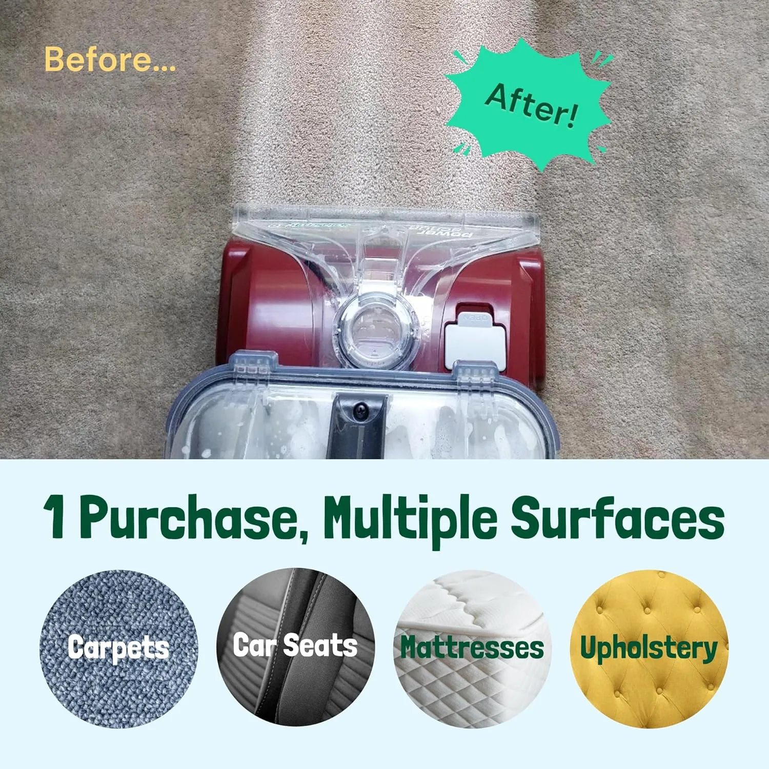 Sunny & Honey Carpet Miracle - Carpet Cleaner Shampoo - Deep Stain Remover & Odor-Deodorizing Formula - Rug Shampoo & Upholstery Cleaner Solution (32 Fl Oz, Spring Mint Scent)