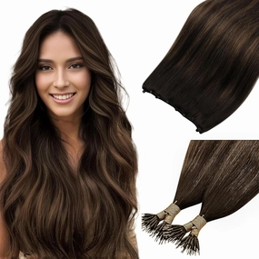 Sunny Hair Beaded Weft Hair Extensions Human Hair #226-22 Bundle with Nano Hair Extensions 22inch 50g