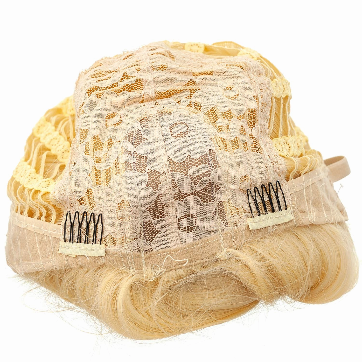 SWACC 14-Inch Short Straight Middle Part Hair Wig Medium Length Synthetic Heat Resistant Wigs for Women with Wig Cap (613 Blonde)
