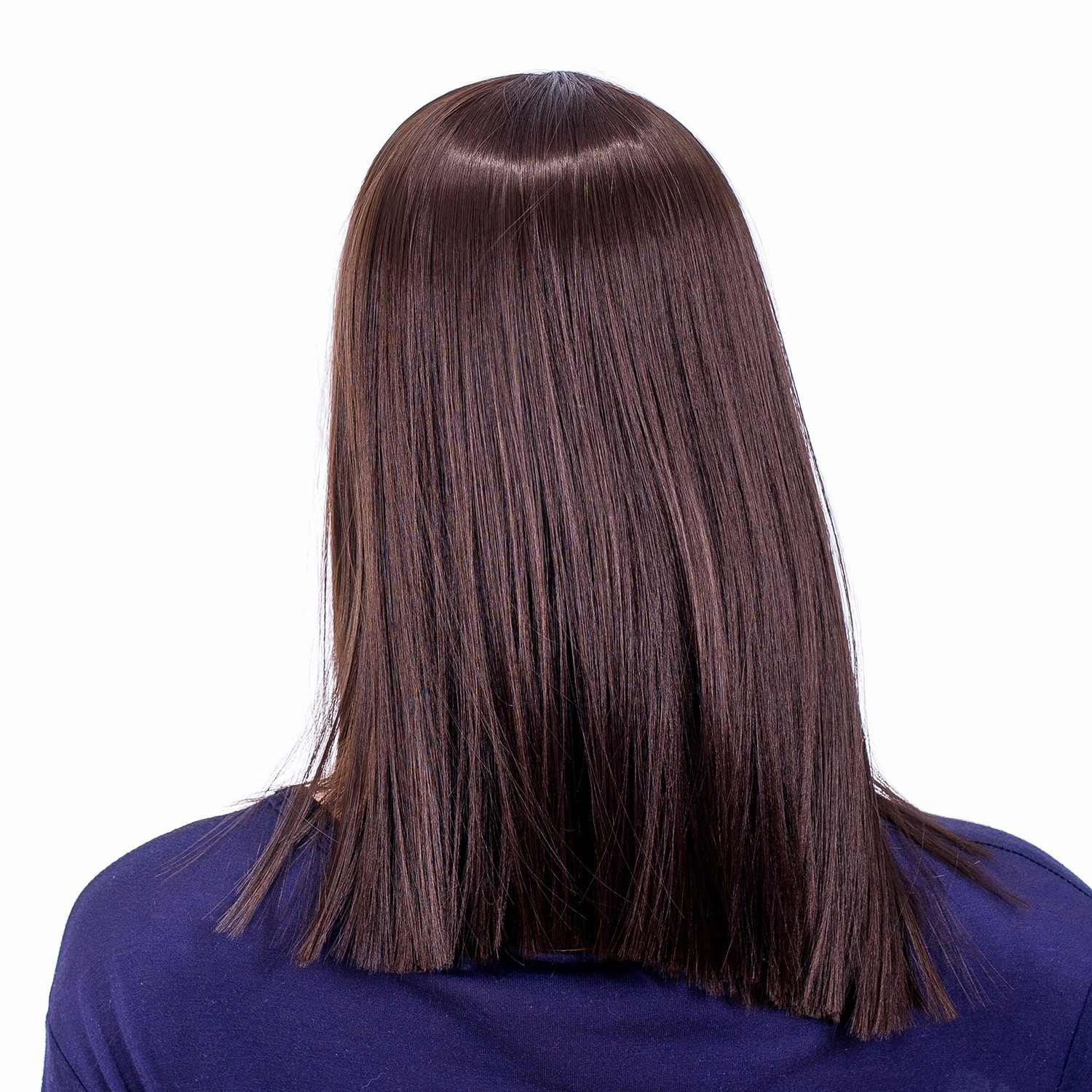 SWACC 14-Inch Short Straight Middle Part Hair Wig Medium Length Synthetic Heat Resistant Wigs for Women with Wig Cap (Dark Brown-4#)
