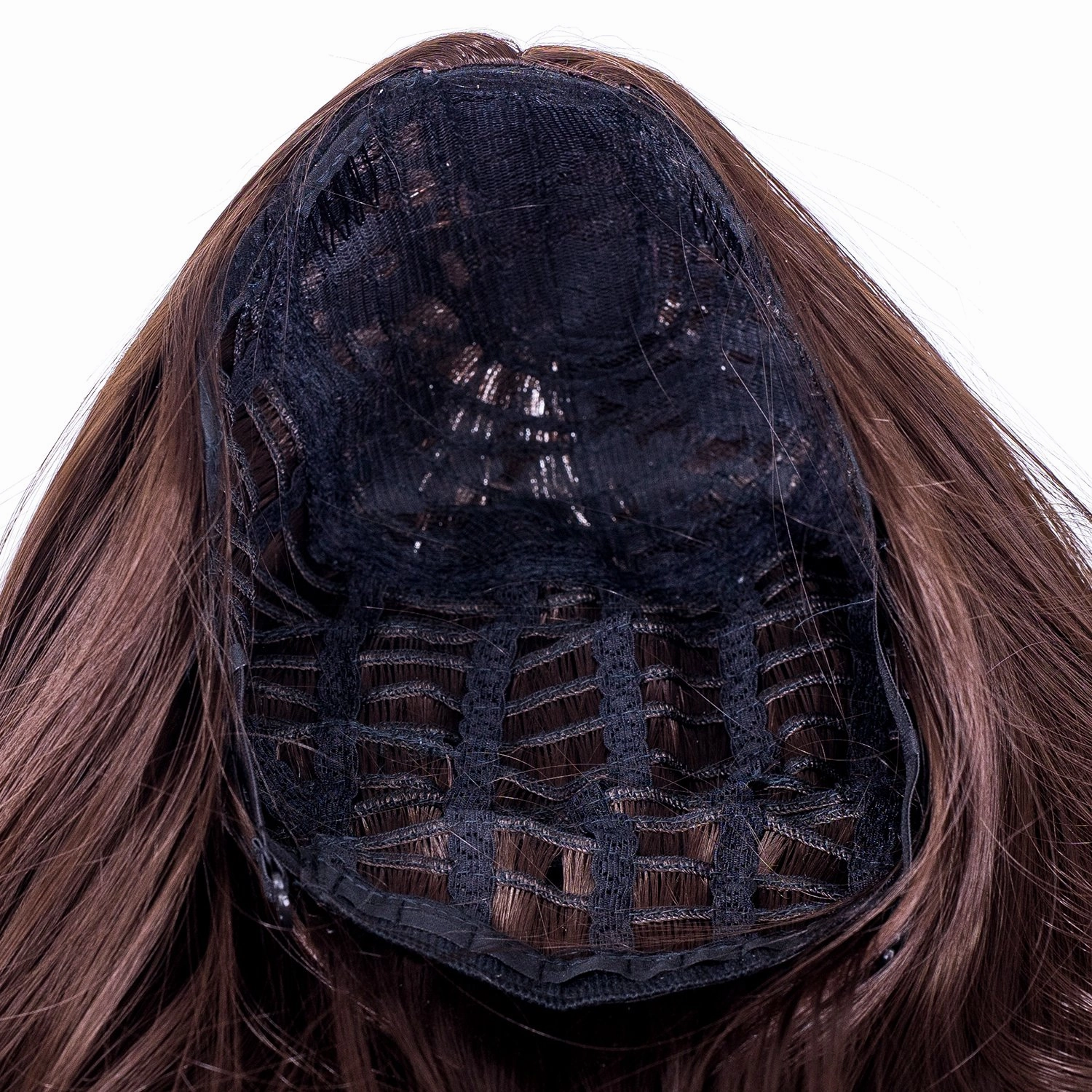 SWACC 14-Inch Short Straight Middle Part Hair Wig Medium Length Synthetic Heat Resistant Wigs for Women with Wig Cap (Dark Brown-4#)