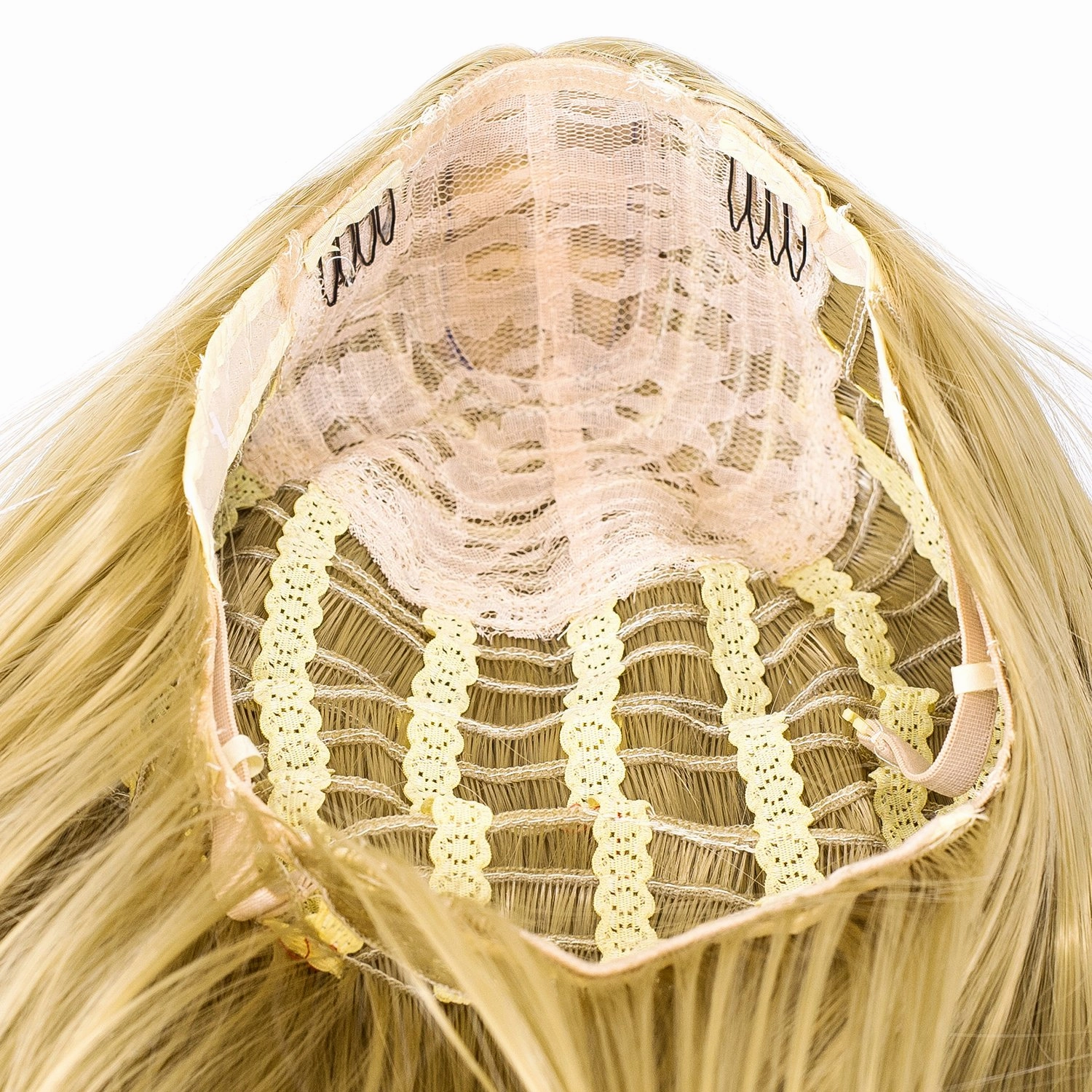 SWACC 14-Inch Short Straight Middle Part Hair Wig Medium Length Synthetic Heat Resistant Wigs for Women with Wig Cap (Dirty Blonde Highlights)