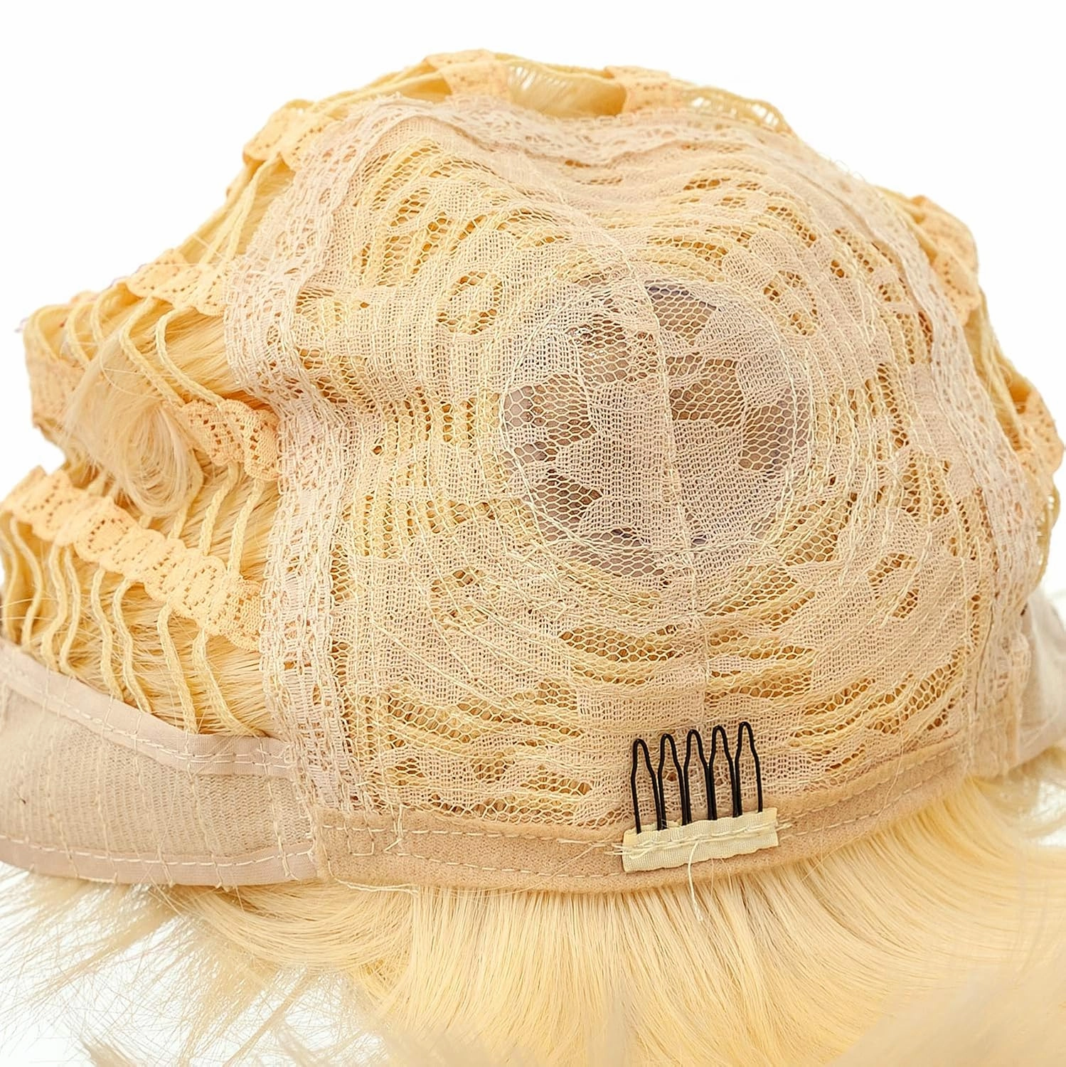 SWACC 14 Inches Short Straight Medium Shoulder Length Wig with Blunt Cut Bangs and Bottom End Synthetic Heat Resistant Hair Wigs for Women with Wig Cap (613 Blonde)