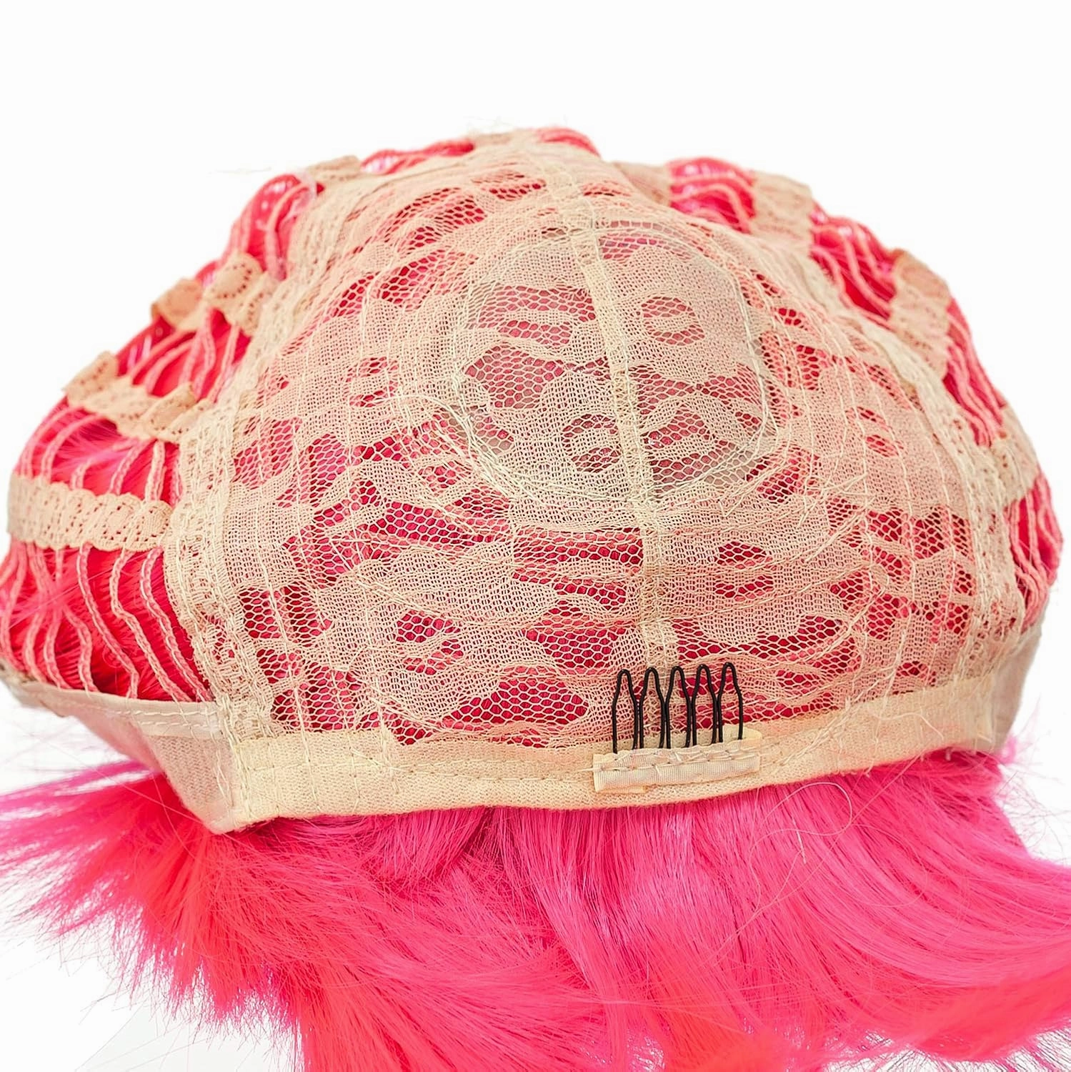 SWACC 14 Inches Short Straight Medium Shoulder Length Wig with Blunt Cut Bangs and Bottom End Synthetic Heat Resistant Hair Wigs for Women with Wig Cap (Hot Pink)