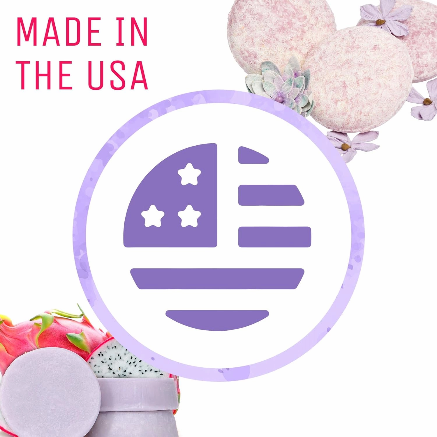 Sweet & Sassy 3 Shampoo Bars. Made in the USA. All Natural, Organic, SLS Free, Plastic Free, Safe for Color Treated Hair - Stimulate