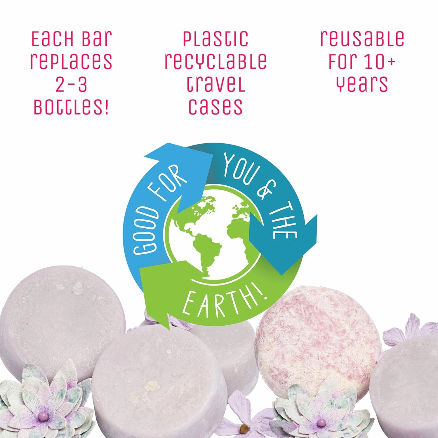 Sweet & Sassy 3 Shampoo Bars. Made in the USA. All Natural, Organic, SLS Free, Plastic Free, Safe for Color Treated Hair - Stimulate