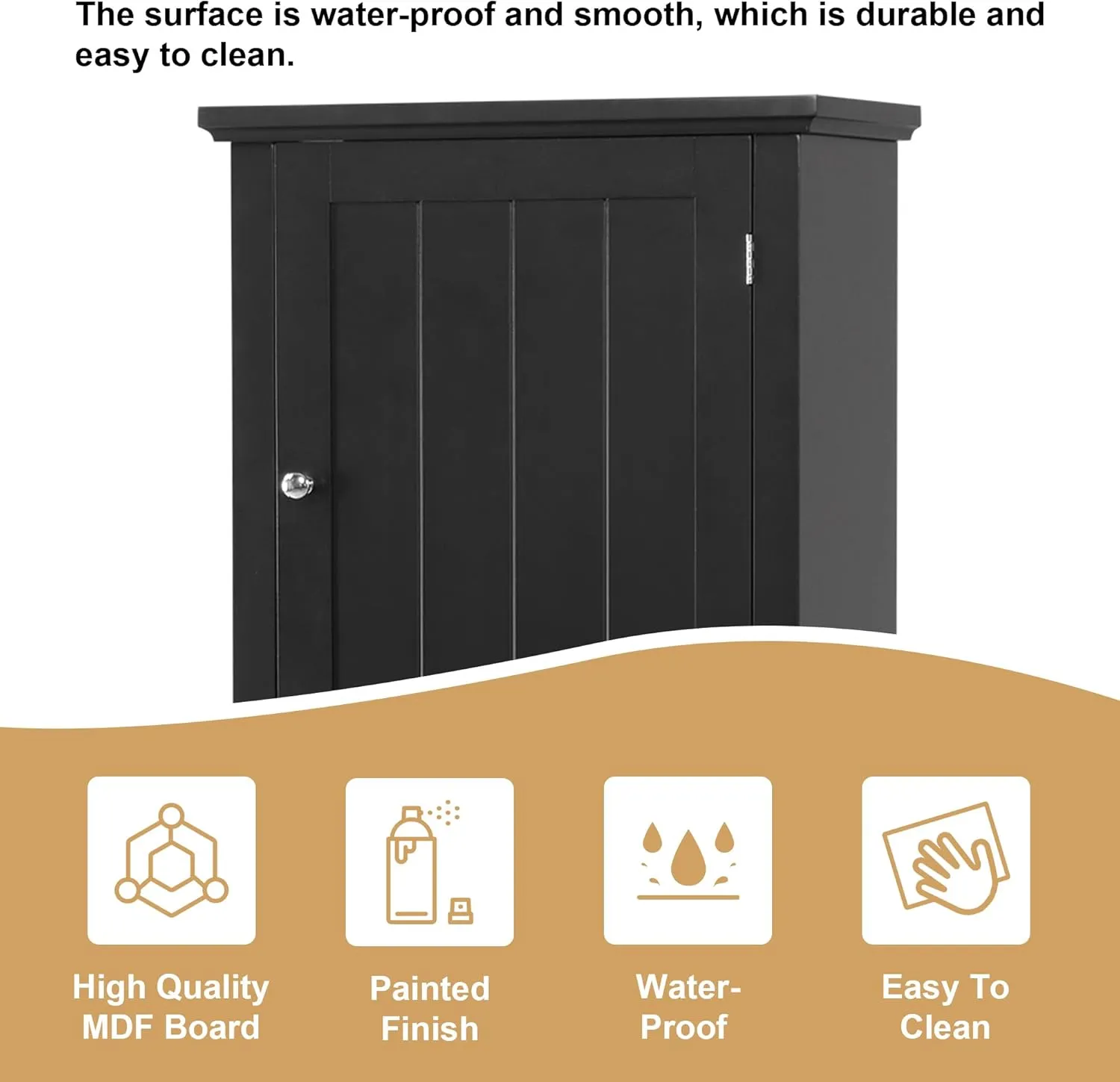 Tall Storage Cabinet, Bathroom Floor Freestanding Storage Cabinet with 2 Doors, One Drawer, and Adjustable Shelf for Bathroom, Office, Living Room, Black