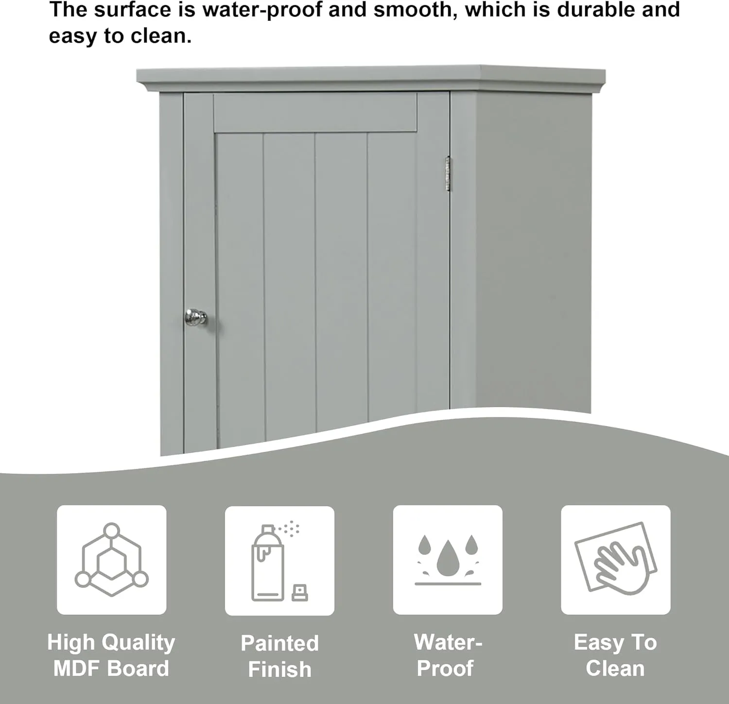 Tall Storage Cabinet, Bathroom Floor Freestanding Storage Cabinet with 2 Doors, One Drawer, and Adjustable Shelf for Bathroom, Office, Living Room, Grey