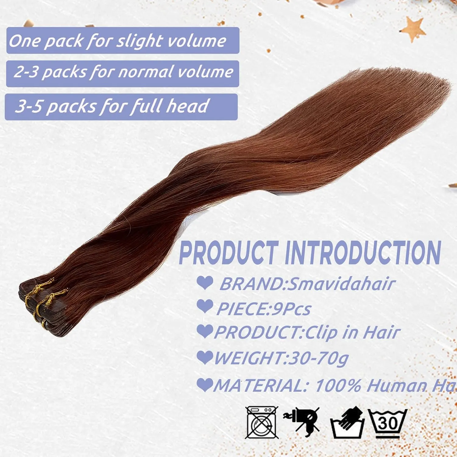 Tape in Remy Human Hair Extensions #33 Dark Auburn Double Sided Seamless Skin Weft Silk Straight 100% Real Hair Glue in Extensions for White Women 60grams 22 Inch