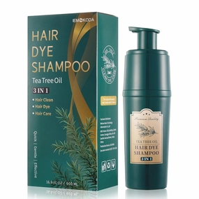 Tea Tree Hair Dye Shampoo, Black Hair Color Shampoo For Women & Men, Easy to Use at Home, Long Lasting 3 in 1 Hair Dye for Gray Hair Coverage 16.9 Fl Oz (Black)