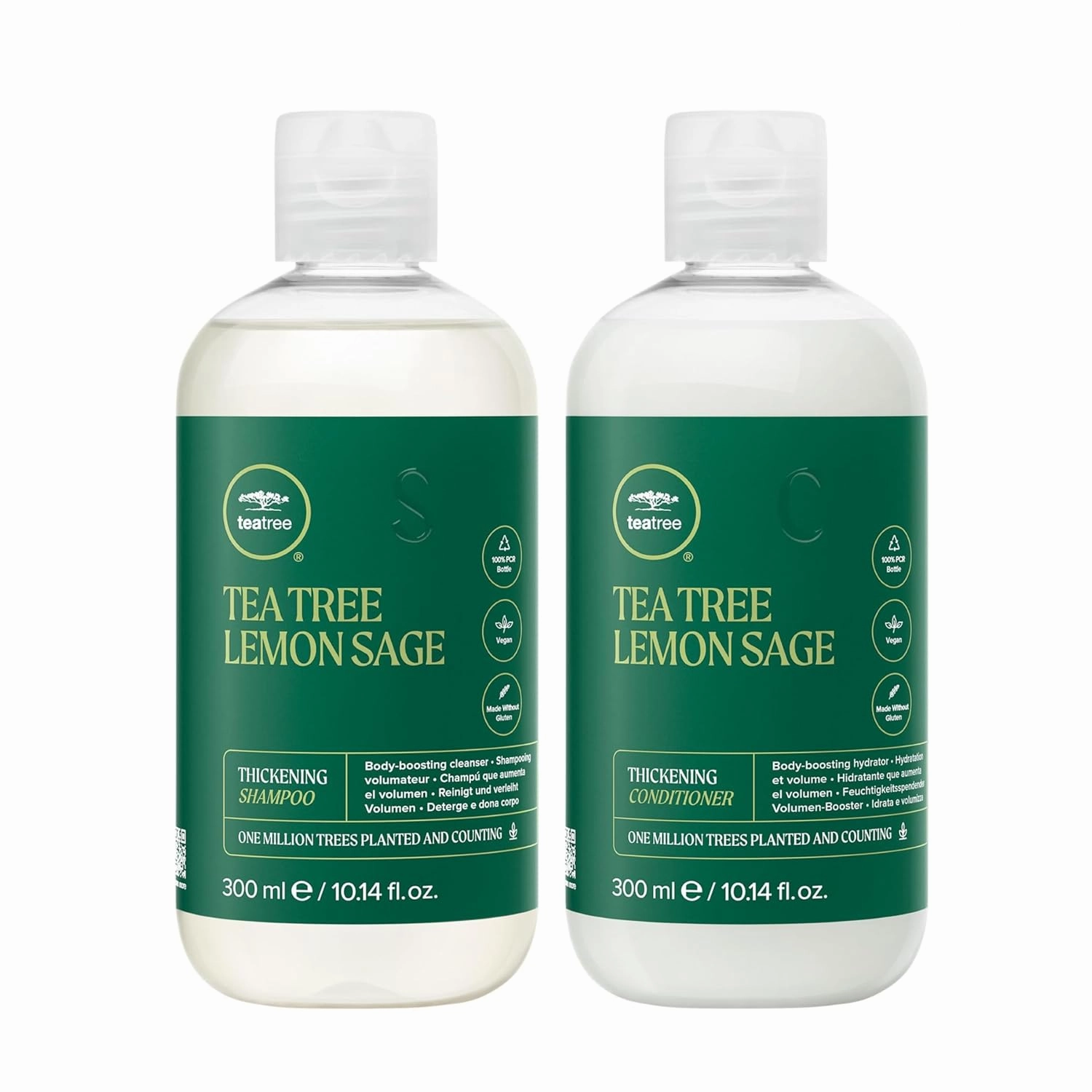 Tea Tree Lemon Sage Thickening Shampoo and Conditioner Set, Builds Body   Boosts Volume, For Fine Hair, Set