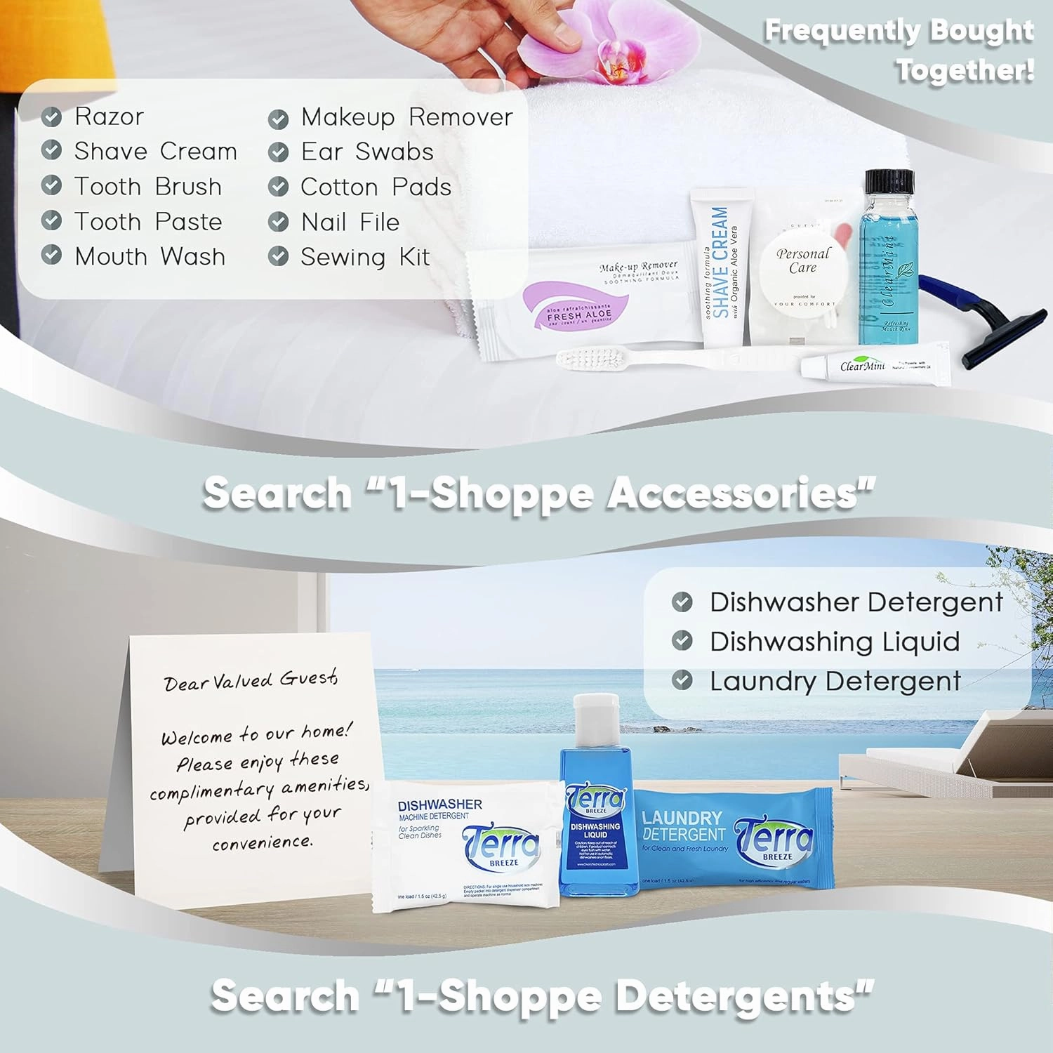Terra Pure White Tea & Coconut Toiletries Set | 1-Shoppe Amenities Kit | 1oz Liquids, 1.25oz Bar Soap | Hotels, Airbnb & Rentals | 75 Pieces
