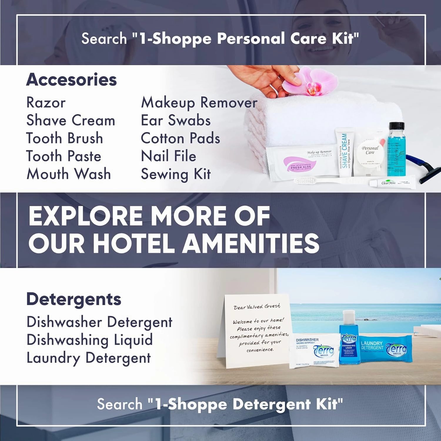 Terra Pure White Tea & Coconut Toiletries Set | 1-Shoppe Amenities Kit | 1oz Liquids, 1.25oz Bar Soap | Hotels, Airbnb & Rentals | 75 Pieces