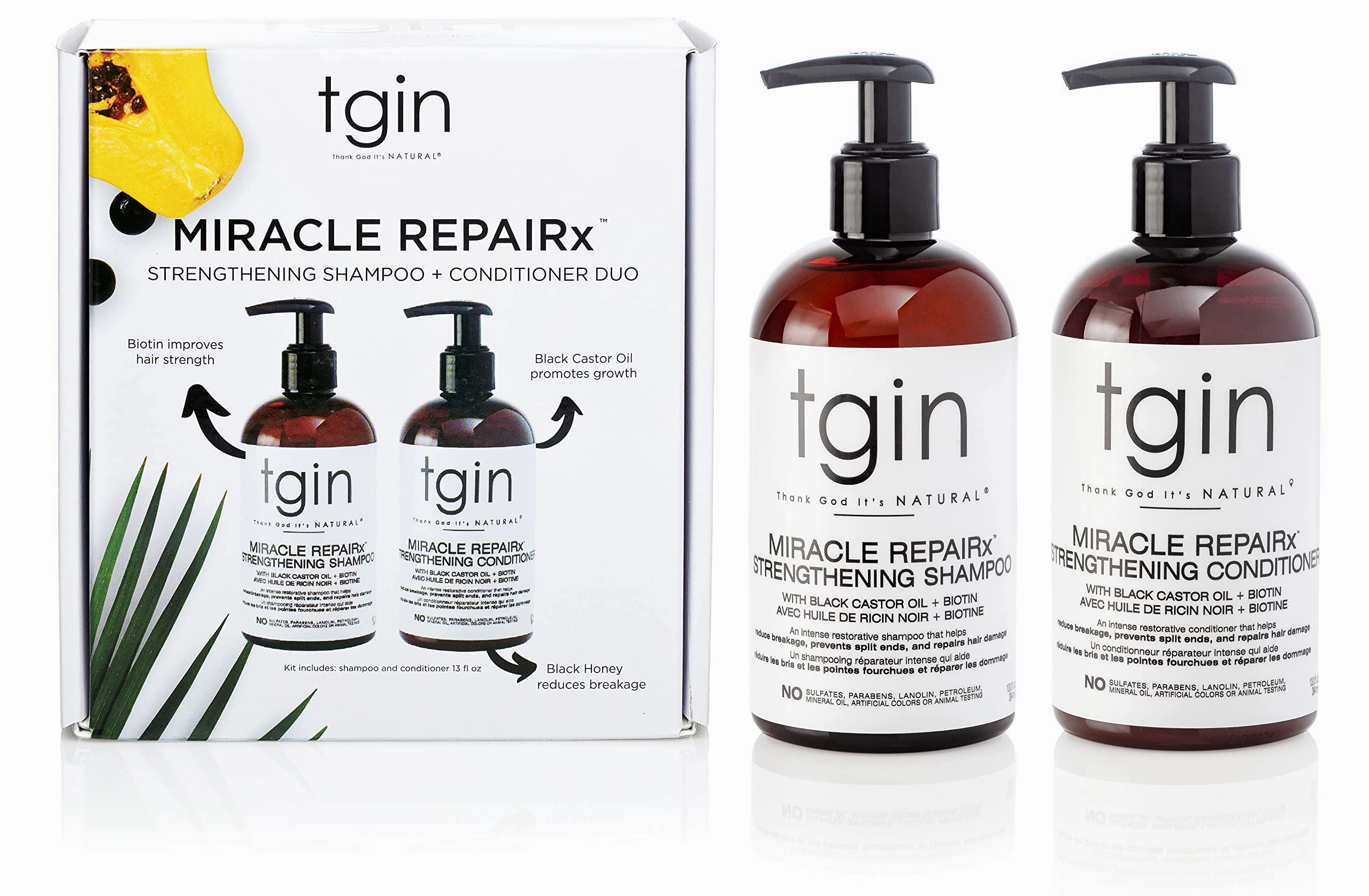 Thank God It's Natural Miracle RepaiRx Strengthening Shampoo and Conditioner Duo For Damaged hair - For Damaged Hair - Shampoo and Conditioner Set - Repair - Protect - Restore