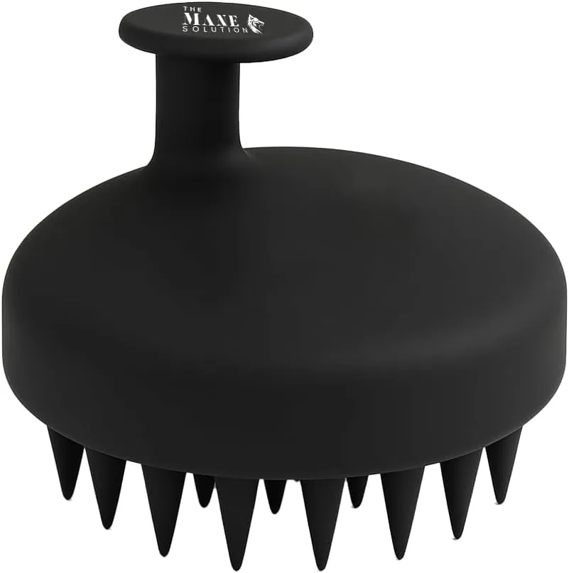 The Mane Scalp Massager: Soft Scalp Brush for Hair Growth & Dandruff – Scalp Exfoliator for Healthy Roots – Shampoo Brush for Wet & Dry Hair, Black