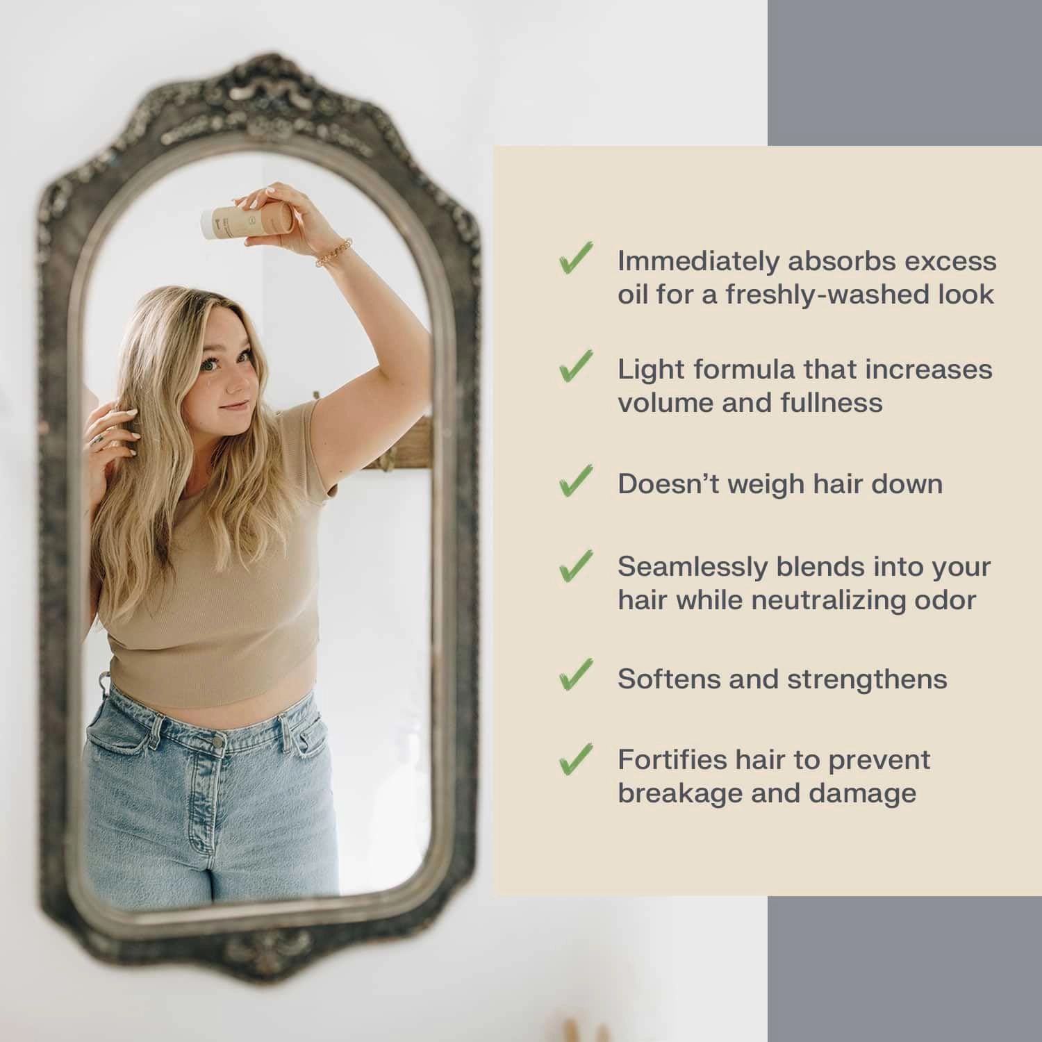 The Earthling Co. Dry Shampoo - Non Aerosol Volumizing Powder for Oil - Natural, Organic Ingredients for Blonde and Gray Hair - Talc-free formula with Rosemary Oil and Biotin (Light Hair, 2.6 oz)