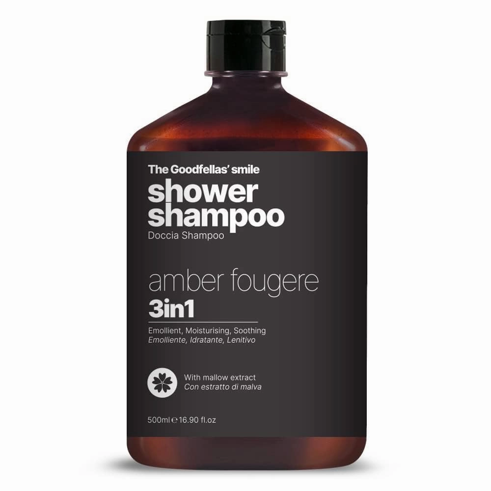 The Goodfellas' smile, AMBER FOUGERE (Lavender & Sandalwood), Luxury 3 in 1 Body Wash And Hair Shampoo for Men, 17 Fluid Oz. - Made in Italy