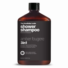 The Goodfellas' smile, AMBER FOUGERE (Lavender & Sandalwood), Luxury 3 in 1 Body Wash And Hair Shampoo for Men, 17 Fluid Oz. - Made in Italy