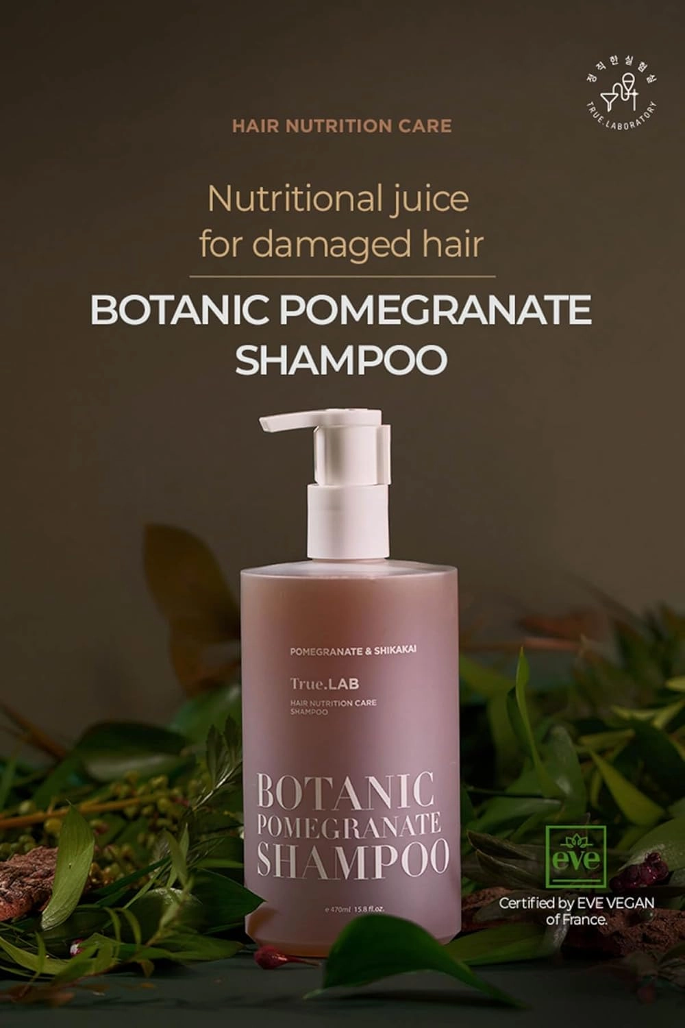 TheMogan True.LAB Botanic Pomegranate Shampoo Natural Damaged Hair Nutrition Care, Essential Oil & Plant Based Protein 470ml